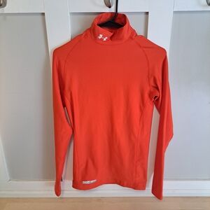 Under Armour Men’s ColdGear Mock Compression Long Sleeve-Orange-Size Medium